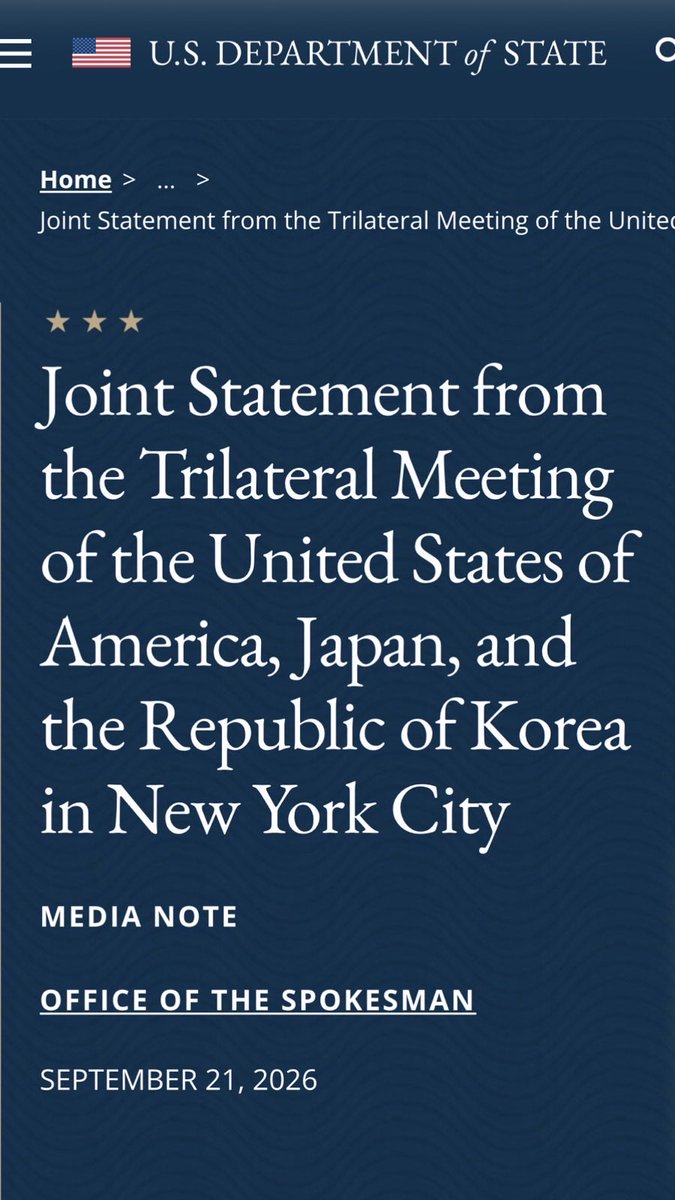 josephwutw's tweet photo. Welcome the joint statement by the #US, #Japan &amp; #Korea stressing their opposition to any attempts to unilaterally change the status quo &amp; support for freedom of navigation &amp; overflight. This is a powerful statement against coercive behaviors by the #PRC in the #IndoPacific. https://t.co/JZMGg31Fkx
