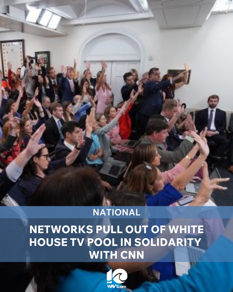 WAVY_News's tweet photo. Major TV networks that rotate covering the president for wider media distribution say they will not do so moving forward after President Donald Trump banned three media outlets from the White House last week. https://t.co/2EtjmN2dEq https://t.co/3UiZrVfiYm