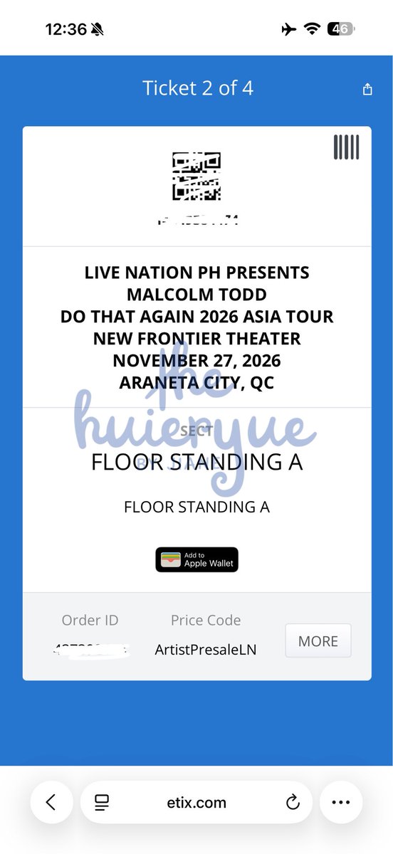 jiane6ukdgs's tweet photo. wts lfb ph ic htb 

Malcolm Todd - Do That Again 2026 Asia Tour Manila

purchased already - Floor Standing A Ticket x4
• artist presale
• etix via email
• 6k each fixed 
• low qn 

#MalcolmToddInManila https://t.co/hHciVjlScn