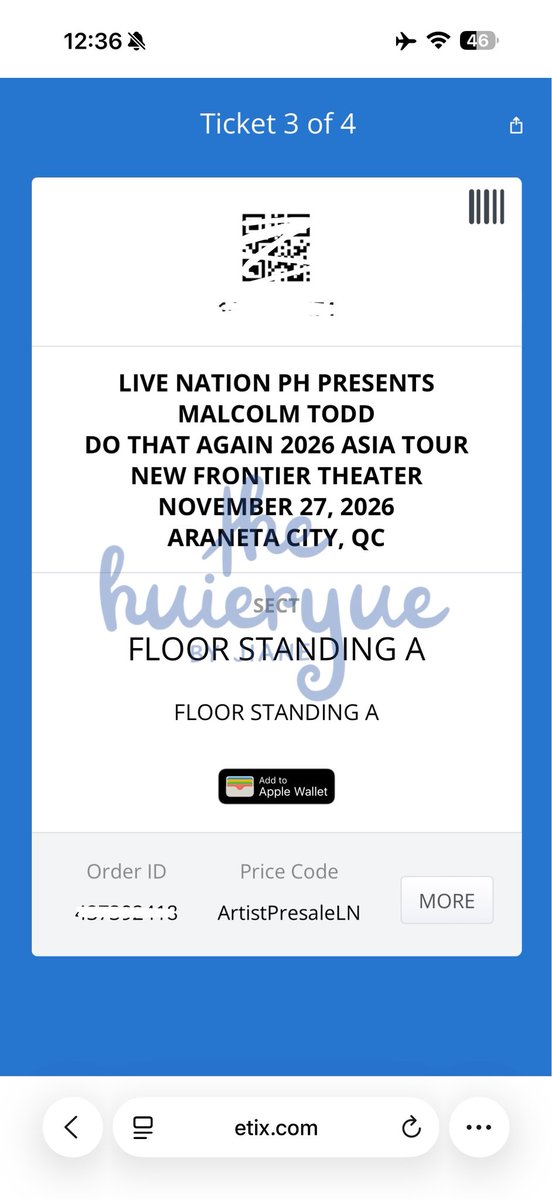 jiane6ukdgs's tweet photo. wts lfb ph ic htb 

Malcolm Todd - Do That Again 2026 Asia Tour Manila

purchased already - Floor Standing A Ticket x4
• artist presale
• etix via email
• 6k each fixed 
• low qn 

#MalcolmToddInManila https://t.co/hHciVjlScn