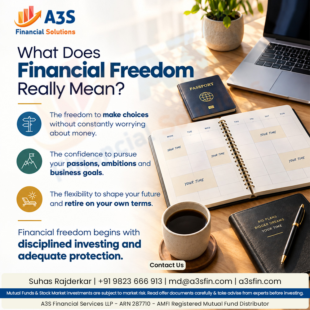 a3sfin's tweet photo. Build the habit of disciplined investing today, so tomorrow can give you more room to live life on your terms.

Contact us-

Call: +91 9823 666 913
Email: md@a3sfin.com
Visit: https://t.co/q7DjaebOZT

#InvestmentJourney #Investing #InvestingBasics #InvestingForFuture https://t.co/Miyd8UralF