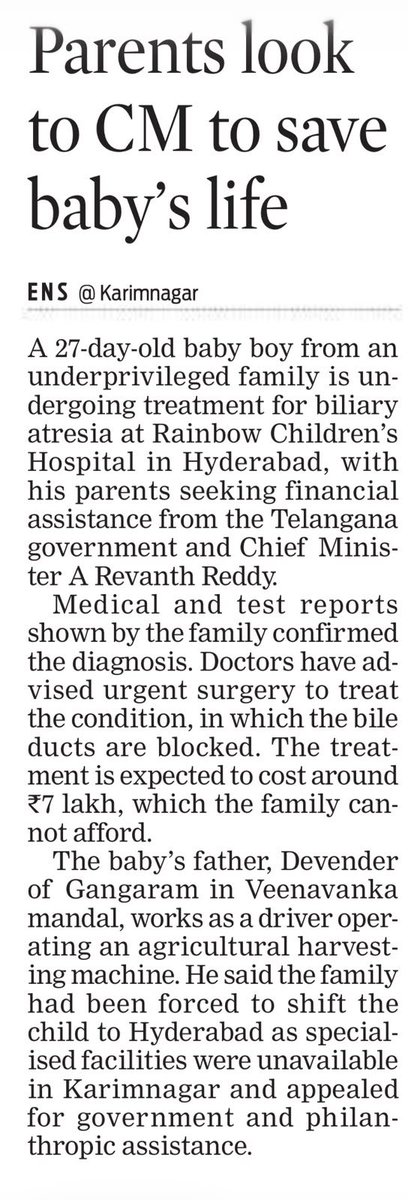 revanth_anumula's tweet photo. Every life matters..

I have instructed the officer concerned to render all help possible through #CMRF to the baby and family. https://t.co/Pe4Teyx9jT