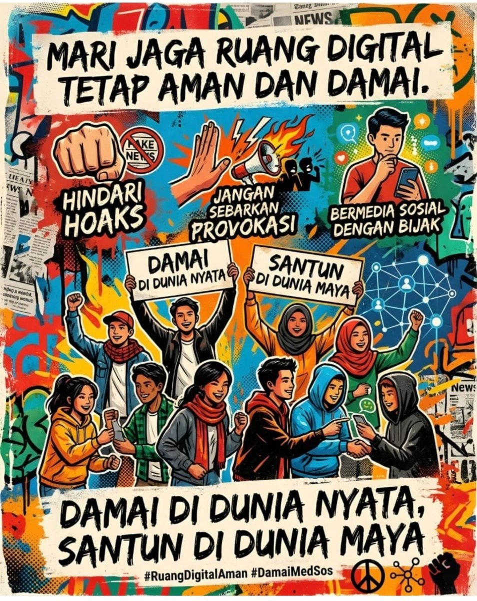 Kitingku0416's tweet photo. Mari jaga ruang digital tetap aman dan damai! Hindari hoaks, cegah provokasi, serta bermedia sosial dengan bijak. Tetap damai di dunia nyata, santun di dunia maya.   #BijakMenyaringInformasi Bersama Jaga Indonesia https://t.co/nFGx1WuQTZ