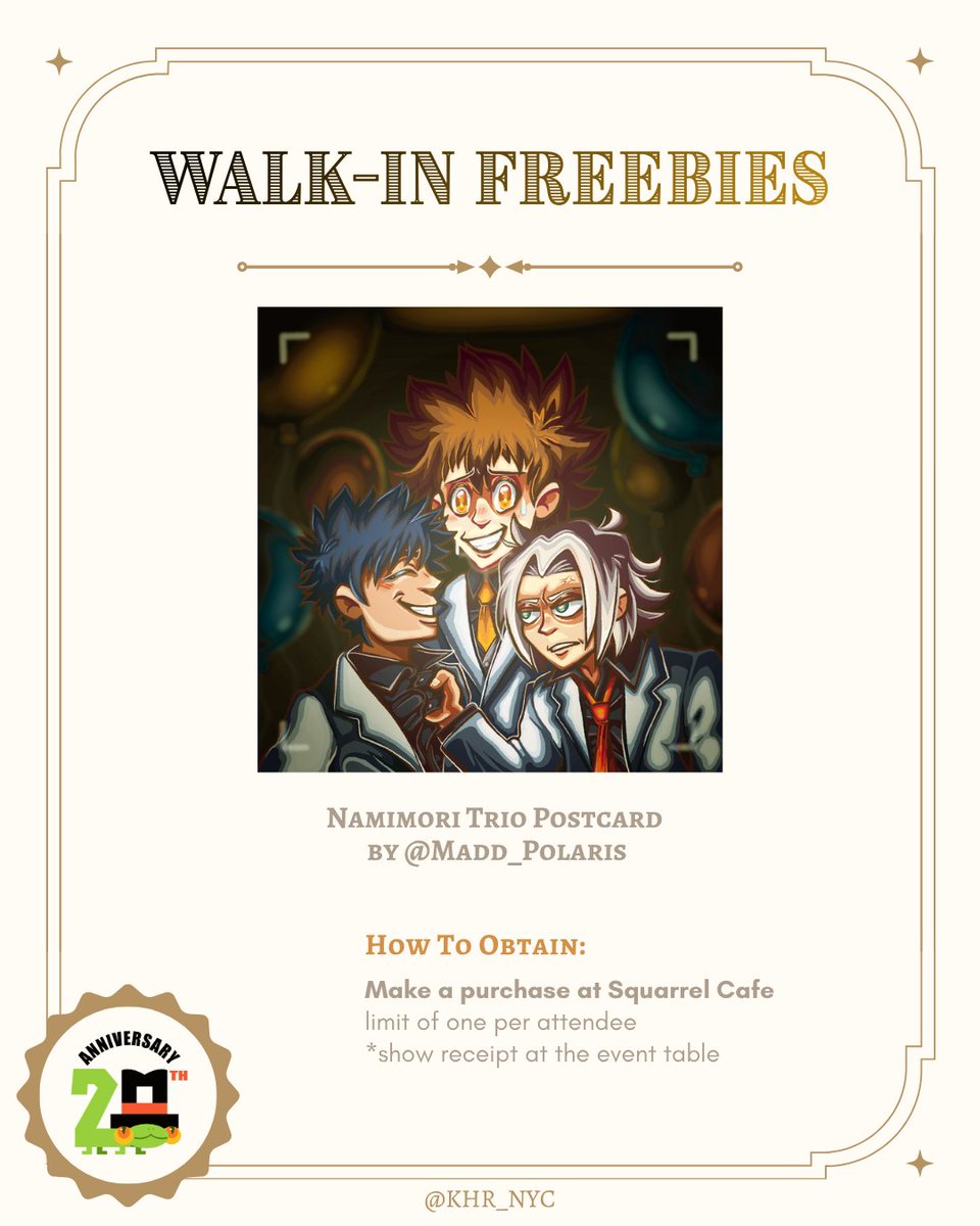 khr_nyc's tweet photo. DEL VENTESIMO 
Walk-in Freebies Preview 

✨ one random cupsleeve and one postcard with any food or drink purchase
✨ both cupsleeves and one postcard when you purchase 2 food or drink items
*limit of one set per attendee  

Even info in pinned 📌 https://t.co/sc05DiTlaG