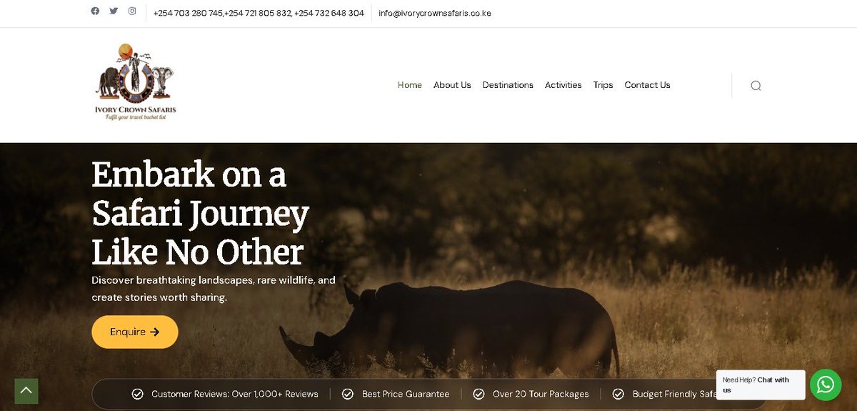 kale14_'s tweet photo. Ivory Crown Safaris 
https://t.co/vWJ4keASHH  
Premier safari company offering expertly crafted wildlife experiences &amp; tailored itineraries across Africa’s iconic destinations.  
Website still under development (final stages).  

#WebDev #Safari #DigitalSolutions https://t.co/inMeiM4CtR