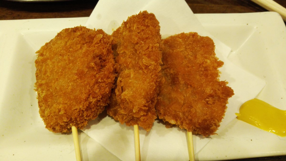 h_akihara's tweet photo. 反省会は続く・・。ヘレカツは美味い。 https://t.co/0vMJiPNnaC