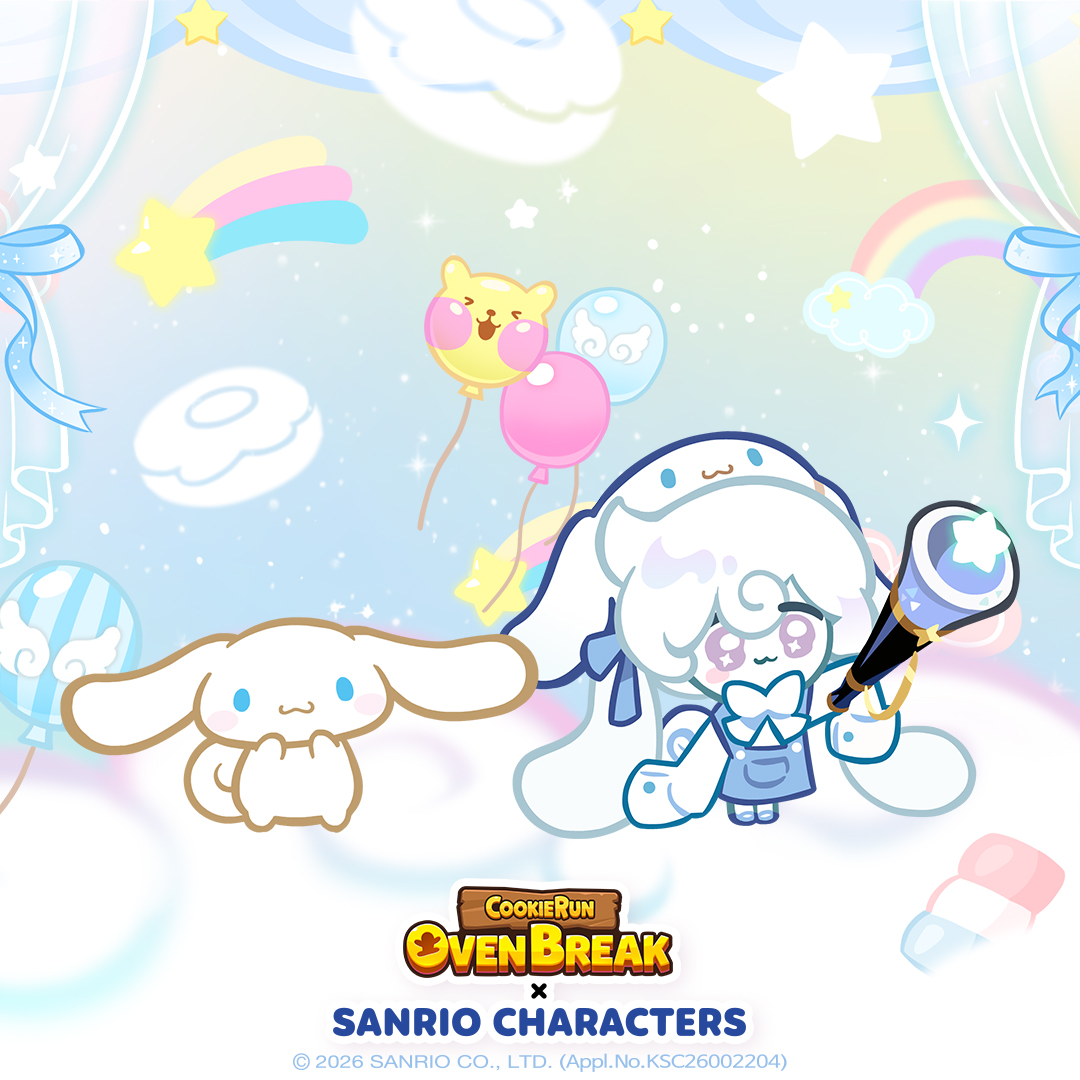 CookieRunOBEN's tweet photo. What do you think Cinnamoroll Cookie and Milky Way Cookie are looking at? 💫

#CookieRun #OvenBreak #Sanriocharacters #collab https://t.co/RBPCqwxMnc