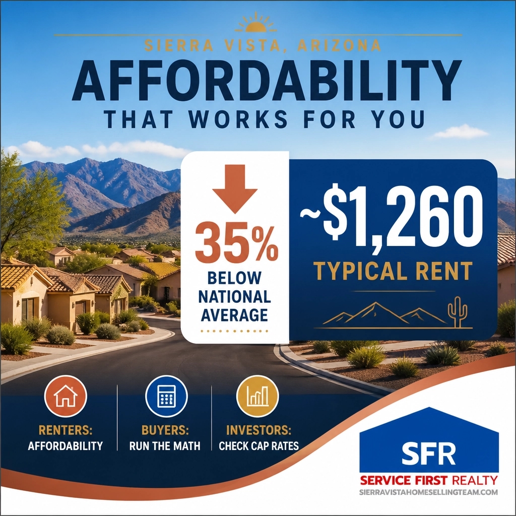 scarface643's tweet photo. Sierra Vista rents run ~35% below the national average: around $1,260. 🏠 Renters: affordability. Buyers: run buy-vs-rent math. Investors: check cap rates. General info( not financial advice.) https://t.co/Yy6CFfwtLi