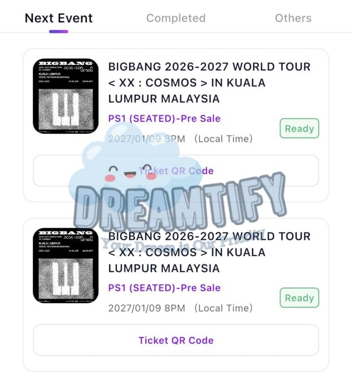 dreamtify_'s tweet photo. Selling BIGBANG IN KL 
PS1 x 2 Ticket Available.
Got it on VIP Membership presale 
(Hand over fantopia account)

#bigbanginkualalumpur
#bigbangkualalumpur
#bigbanginKL https://t.co/W7i8PN15UD