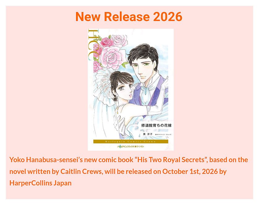ladylady_lynn's tweet photo. ✳️INFORMATION✳️

🌹Yoko Hanabusa-sensei's new comic book "His Two Royal Secrets", based on the novel by Caitlin Crews, is scheduled to be released on October 1st, 2026✨🧡
▷PAPER BOOK
▷Language: Japanese

🔹HarperCollins Japan #ハーパーコリンズ・ジャパン https://t.co/oXjV0AYtAQ