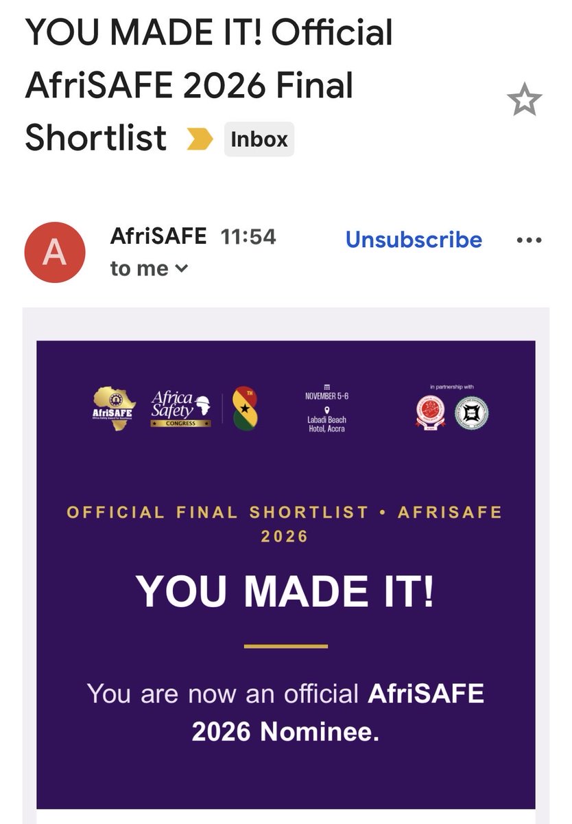 josfroz1's tweet photo. 🚨 14,607 nominees. 45 African countries. FINAL SHORTLIST! 🦺🎵

Honoured to make the AfriSAFE Safety Torch Bearer shortlist with HSE Meets Harmony.

🙏 Help me complete registration:
💰 Sponsor: https://t.co/hG1gLf2g6T
🤝 Connect me to a sponsor
📢 Share

One more step. https://t.co/4H6QWu8XeN