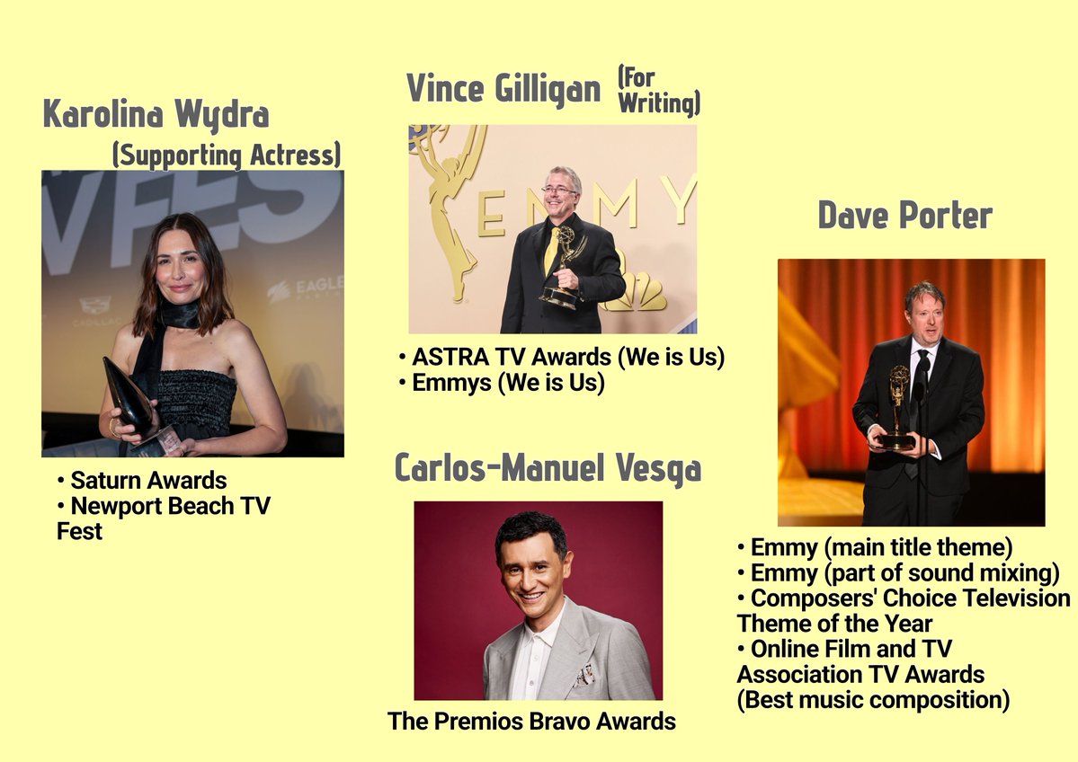 dailyplur1bus's tweet photo. Every award that #Pluribus has won so far during its freshman year of Television!! (Feel I'm missing one or two here if there is please let me know!! 😅 😊) #pluribus https://t.co/JtAREPhAW4