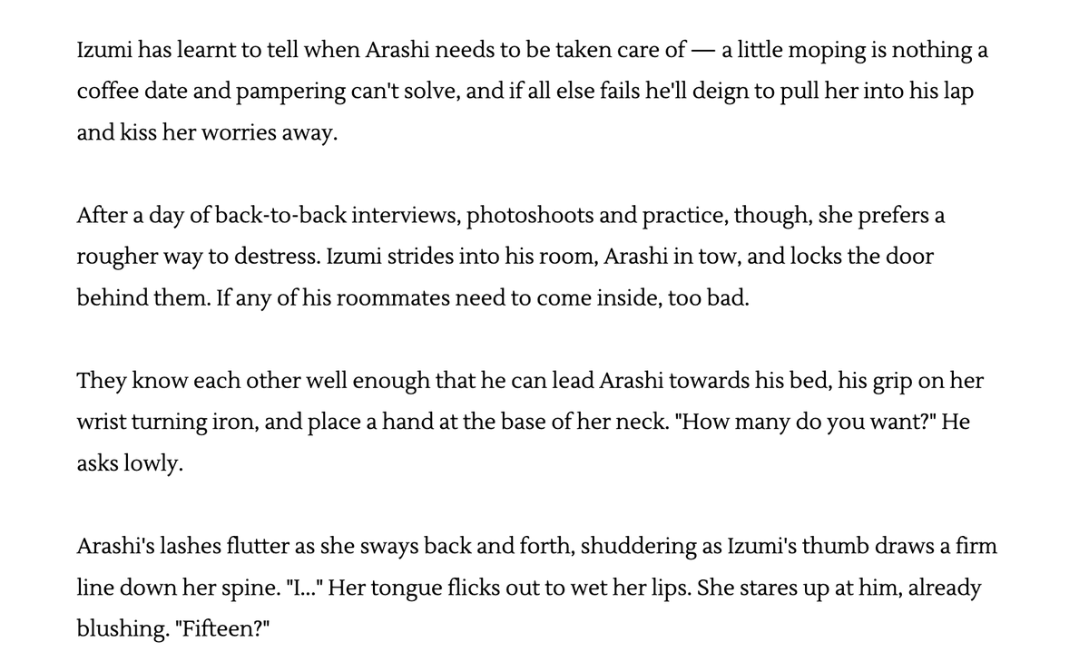 hoarfrost_fics's tweet photo. 🔞 #senanaru: spanking, light masochism, light dom/sub 
starting off my #ESNSFWWEEK26 entries with the prompt of "sadism/masochism"! as always i'm excited to write as much naru bullying as possible https://t.co/I6DHQAtPdN