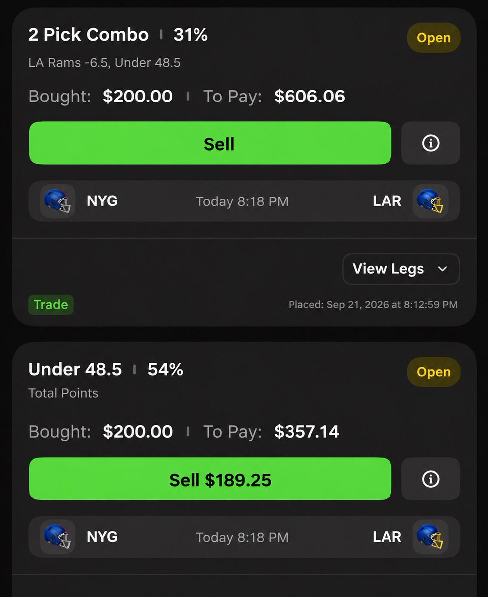 StreetLotterySC's tweet photo. We on the UNDER 48.5 🔒
Rams -6.5 + UNDER 48.5
$400 to win $963.20 ⛽️💰 https://t.co/zX6oB1xsUI