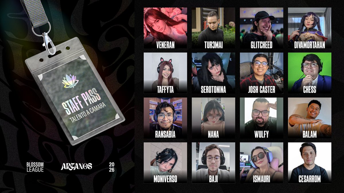 BlossomLeague's tweet photo. 🌸🔥 ¡EL TALENTO DE LA BLOSSOM LEAGUE ESTÁ LISTO! 🔥🌸

La competencia no solo se vive dentro de la Grieta. 🎙️📡

Conoce a las voces, rostros y creadores que estarán acompañándonos en esta edición para llevar cada partida al siguiente nivel. 🏆 https://t.co/3cVOBiExij
