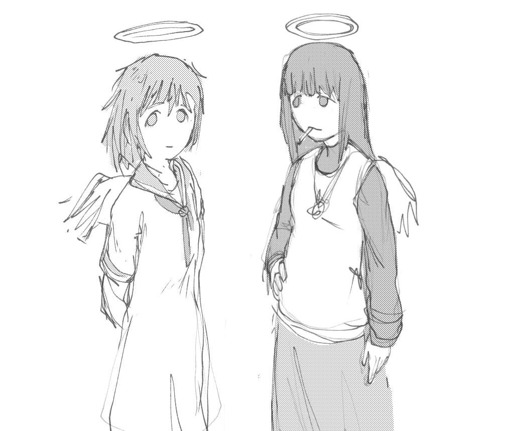 Bioss_osso's tweet photo. Rabisquei a Rakka e a Reki, vou assistir haibane renmei dnv hj https://t.co/OyfeHNzFjz