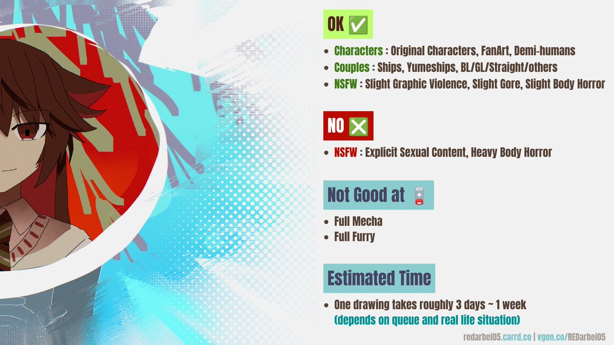 Retayu_Arth's tweet photo. 🍓Open Commission🍓
Hello! I'm currently open for commissions!
Do order on VGen if you are interested!!🤩
#VGenComm #VGen #Commission https://t.co/l37P6i7Z2l