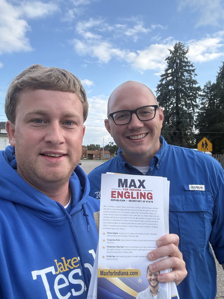 IansArena's tweet photo. Patriots were out in @Sjc_republicans knocking doors today for @MaxForIndiana. Everyone I spoke to is excited to get out to vote to keep our elections secure in Indiana. St. Joseph county is fired up. Max signs are going up all over! https://t.co/awwVMRqSQk