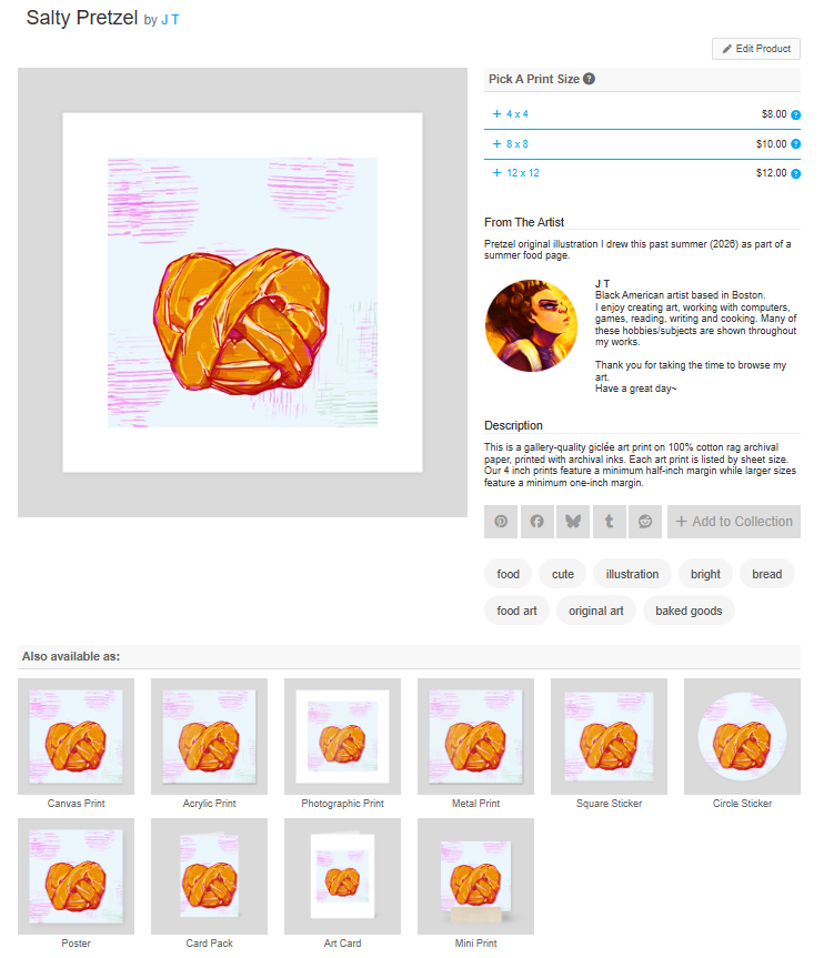Miseague's tweet photo. Added my food illustration page from this summer to my inprnt shop. The whole page is there, along with each of the foods I drew separately for their own individual merch items as shown below.
My shop: https://t.co/yVntfmnkIh
#inprnt #artistontwitter #foodart #originalart https://t.co/USV8cSNcMy