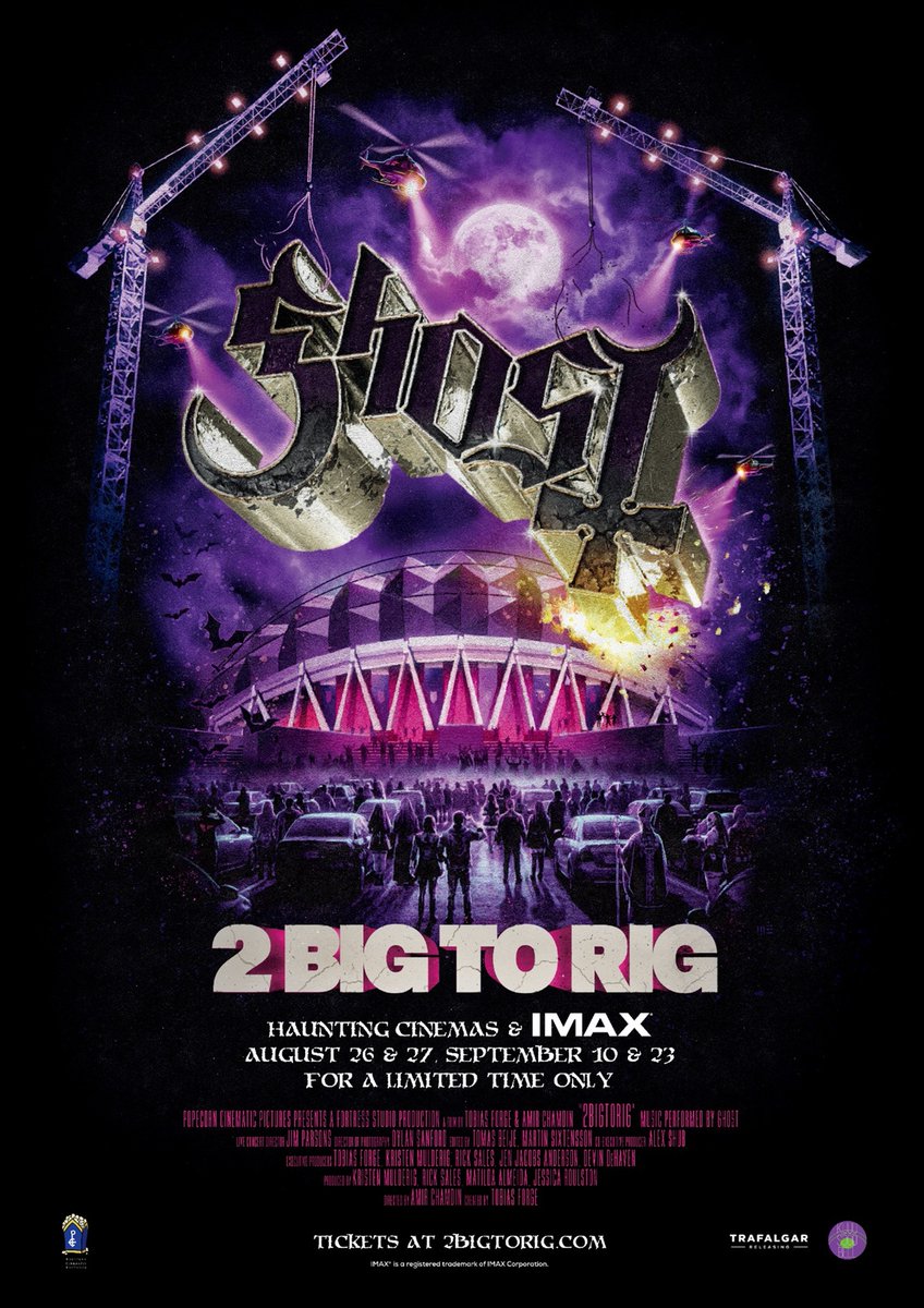 EmbSweTokyo's tweet photo. 🇸🇪👻🤘 スウェーデン発の世界的シアトリカル・ロック・バンド GHOST の最新ライブ・フィルム『2 BIG 2 RIG』。いよいよ明日9月23日、最後の上映「終幕典礼＿昇天の儀」が開催されます🔥

今度は全国21都市・27館へ！📣大スクリーンで体感できる最後のチャンス👻🤘ではもう一度ルールを。。。

🔥 ヘドバンOK
🔥 声出し・歓声・応援OK
🔥 GHOSTのコスプレ大歓迎
🔥 ペンライト＆応援グッズもOK

参加した人の熱い投稿も楽しみにしています！👻
https://t.co/fwcCuUuV6t