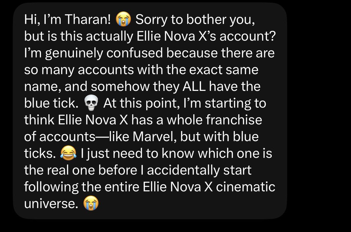 ENovaxxx's tweet photo. Im actually crying laughing at this

Yes this is my real account. Always has been😂 https://t.co/WN87qEfMW0