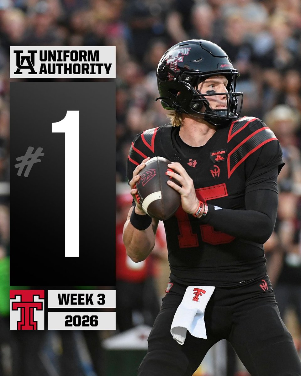 UniAuthority's tweet photo. Uniform Authority Week 3 Uniform of the Week:
1. @TexasTechFB
#UAWeek3 | @TTU_EQUIPMENT https://t.co/dKZTOAtS6u