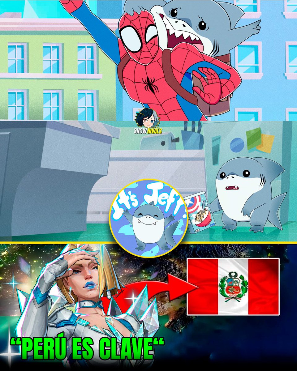 Snow_Rivals's tweet photo. PERÚ ES CLAVE PARA JEFF

Por si no lo sabían existe una mini seríe animada de Jeff titulada "Jeff & His Super Hero Friends " la cual consta de pequeños cortos animados narrando las aventuras de Jeff el tiburón y su interacción con diversos héroes de Marvel disponible en youtube.

Lo más sorpréndete de esto es que la serie es un producto oficial producida en Perú a manos de @apusestudio. Sin duda es clave.

 #marvelRivals #marvelrivalslatam #marvelrivalsnews #marvelrivalsmemes