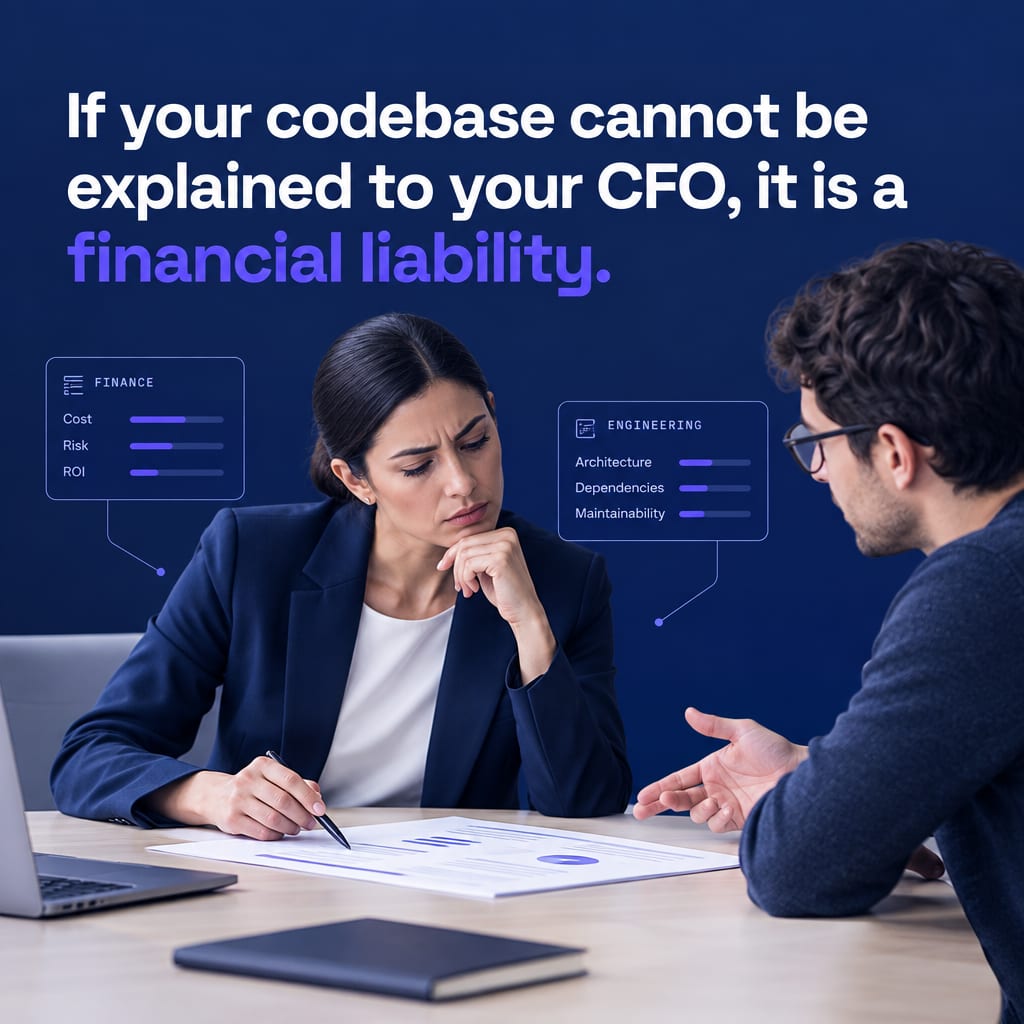 KnowYourCodeHQ's tweet photo. If your codebase cannot be explained to your CFO, it is a financial liability.

#TechLeadership https://t.co/3Pd8zydqq1