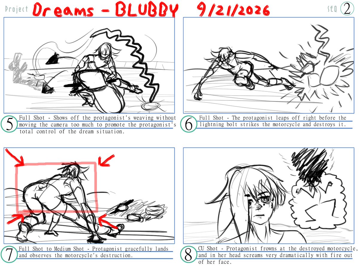 BubblyAnimator's tweet photo. A quick storyboard for my storyboard class that I drew on digital (Huion H1060P).

I loved the angles I used for this storyboard I made from a lucid dream I had.

#storyboard #dailydoodles https://t.co/NlIXsnMsLl