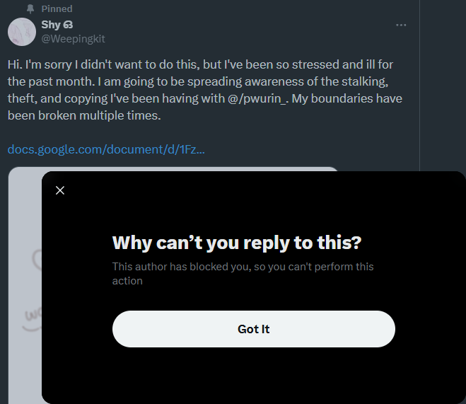 HoshinekoSanti's tweet photo. "My friend", yet you literally blocked me everywhere to "protect" yourself. Please don't be so shameless.

I trusted you, yet you decided to turn your back on me. I stand with Purin. https://t.co/5h3K58XA5H
