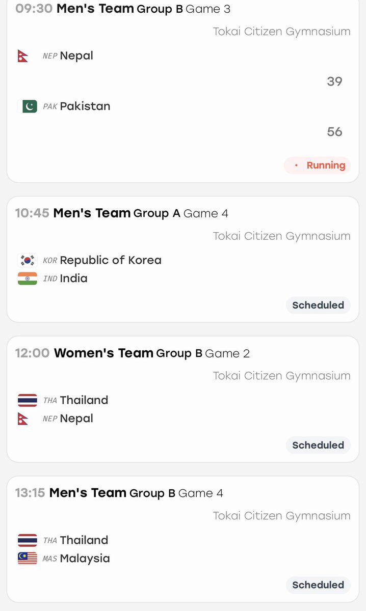 Kabaddi_TV's tweet photo. 【第20回アジア競技大会 カバディ競技】
スコアのみリアルタイムで確認できます！

9/22日本代表の試合は
男子16:00〜バングラデシュ

https://t.co/bOIJJtfK2V 

#カバディ
#アジア競技大会
#愛知名古屋2026 https://t.co/zyFkDVIDSE
