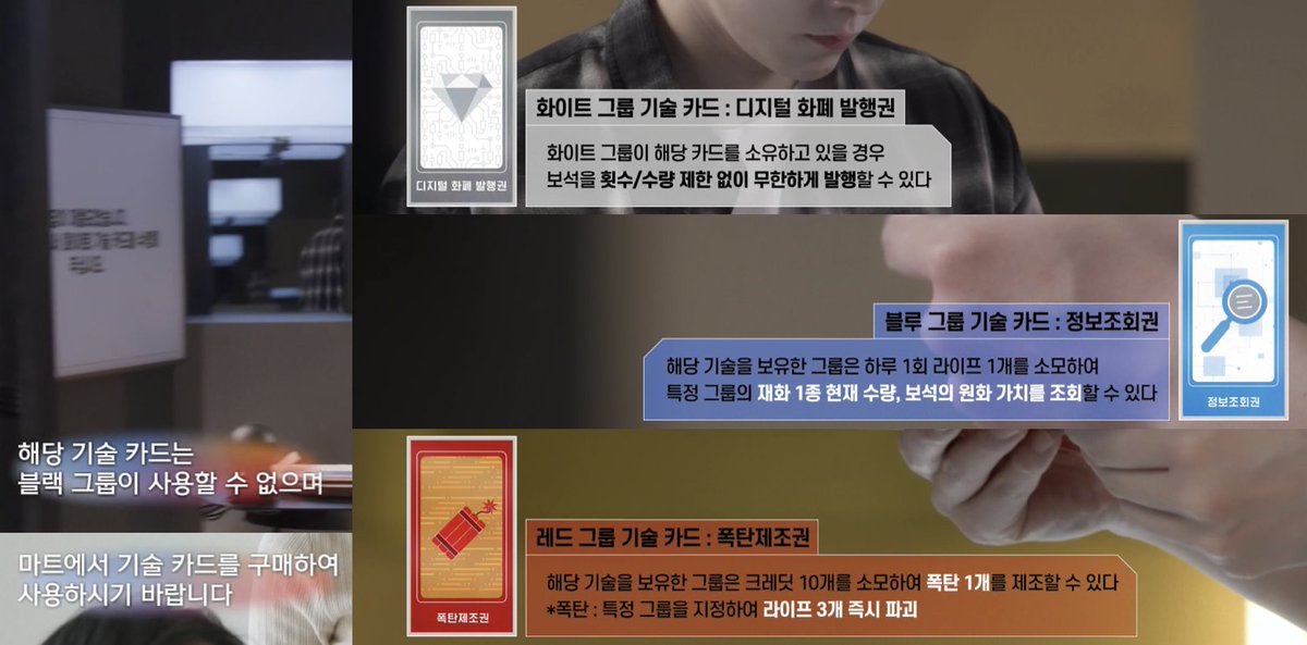 usingmyprompt's tweet photo. 마트에서 기술 카드 구매만 하면 그룹과 상관없이 블루, 레드 기술 사용 가능한가?
안내에서 해당 기술 카드는 블랙 그룹이 사용할 수 없다고 나오고 다른 그룹에 대한 언급은 없음
보석 발행 능력이 화이트에게 있어서 이것만 제약이 있을 수도 https://t.co/eYZHPo4EKC