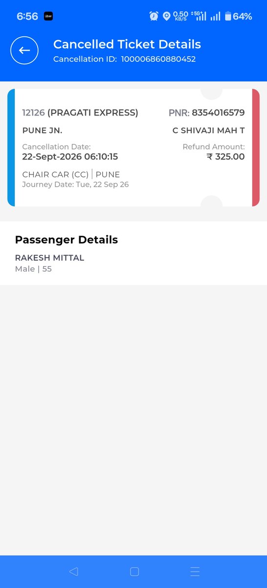 mittalpune's tweet photo. @RailMinIndia @narendramodi 
We booked  train form pune to mumbai the chart prepared waiting wl 6  train departure time 7.4am
We cancel ticket due to prepaid chart and showing waiting list after that deduction cancel charges 65 why https://t.co/ZWdLun89BU