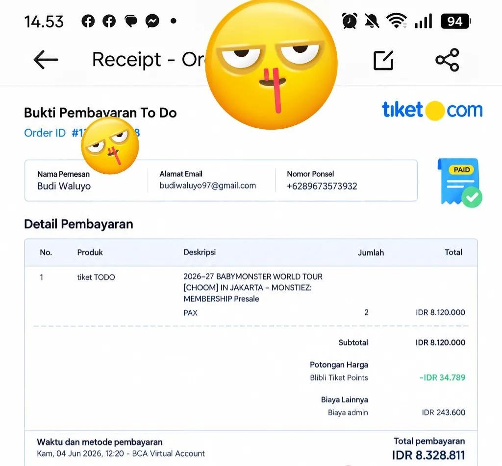 LTookes73906's tweet photo. WTS Concert Tiket Baby Monster Choom
Ready 2 Tix Vip A/B (wevers Mamber)
Available only 1 Tix ya 

AQ jual net 2.6 juta. 
No nego 

Wajib DP 
Sisanya di vanue bisa kok .
Cod bisa . In Canggu area ya . 
Serius buyer aja ya https://t.co/0tsm19dt3J