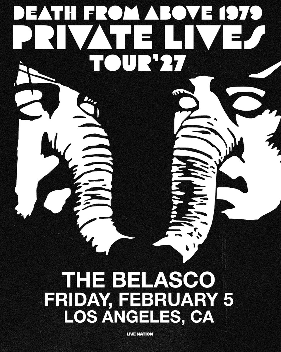 BelascoLA's tweet photo. ‼️NEW DATE‼️ @dfa1979 at The Belasco on October 8th has been moved to Friday, February 5th, 2027.   

◾️ All previously purchased tickets are valid for the new date and more information will be emailed to ticketholders directly.
🎟️🔗  https://t.co/Ax2cTzZrew https://t.co/MVS8QeblMC