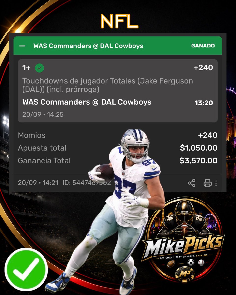 MikePicksNFL's tweet photo. Jake Ferguson nos manda a cajas ✅✅✅✅ con los anotadores de Touchdown en el primero de los dos que anotó en el partido 
.
.
.
#jakeferguson #NFL #cowboys https://t.co/tvMk9KLeTJ