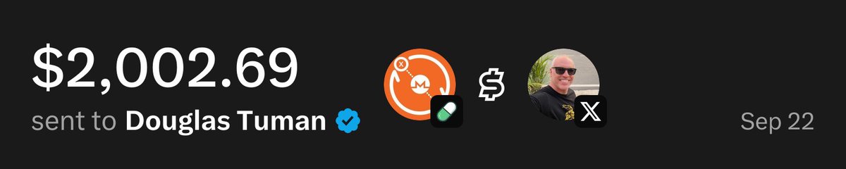 UsePaid's tweet photo. @douglastuman $2,002.69 has been sent to you through X Money from @UsePaid trading fees https://t.co/tgVQUktdq0