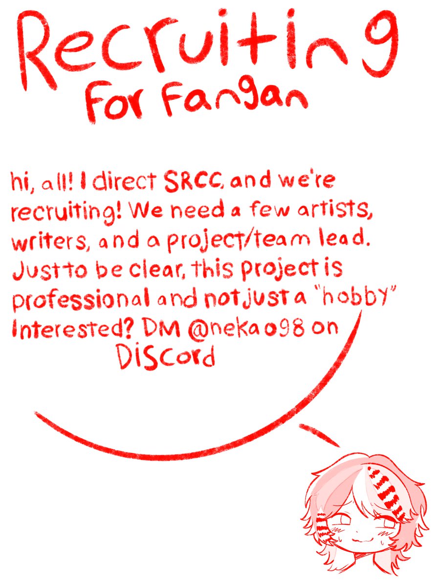 nekao98's tweet photo. RECRUITING FOR FANGAN!
Please note this is a professional project, so we're looking for dedicated team members! If you're interested, DM 'nekao98' on Discord. RTs highly appreciated!
proof of concept video: https://t.co/WM4Hd8LaJM
#fangantwt #SRCC #danganronpa https://t.co/ajvCTqPom0