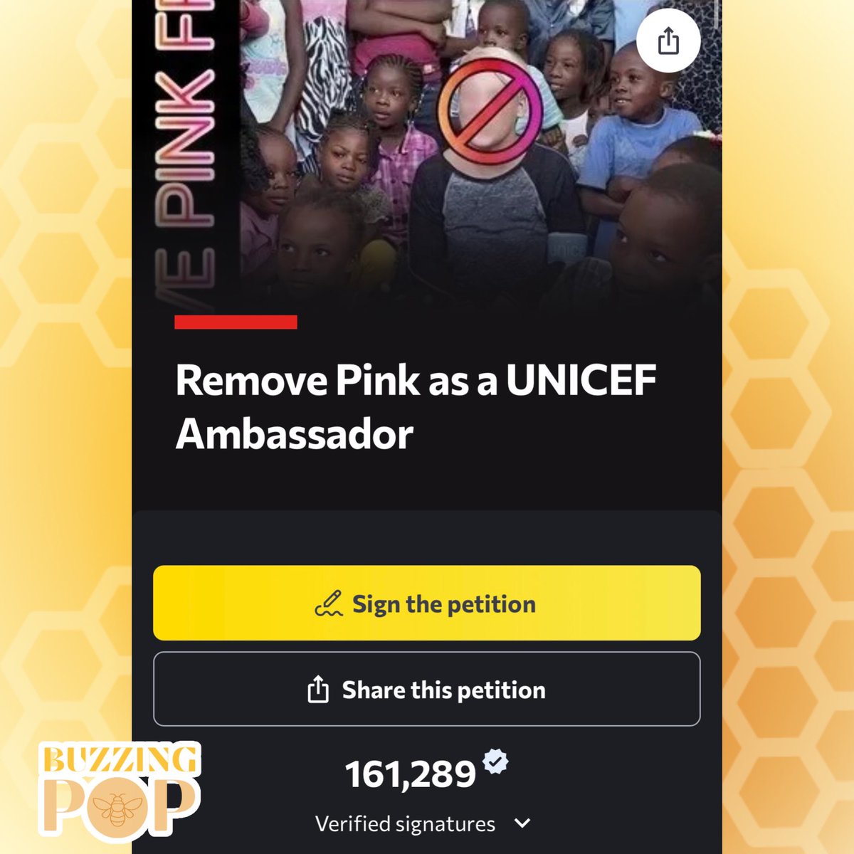 BuzzingPop's tweet photo. Javier Bardem publicly supports an online petition to strip P!nk of her UNICEF Ambassador role, with over 161k signatures so far. https://t.co/7Ko2Qv2x1g