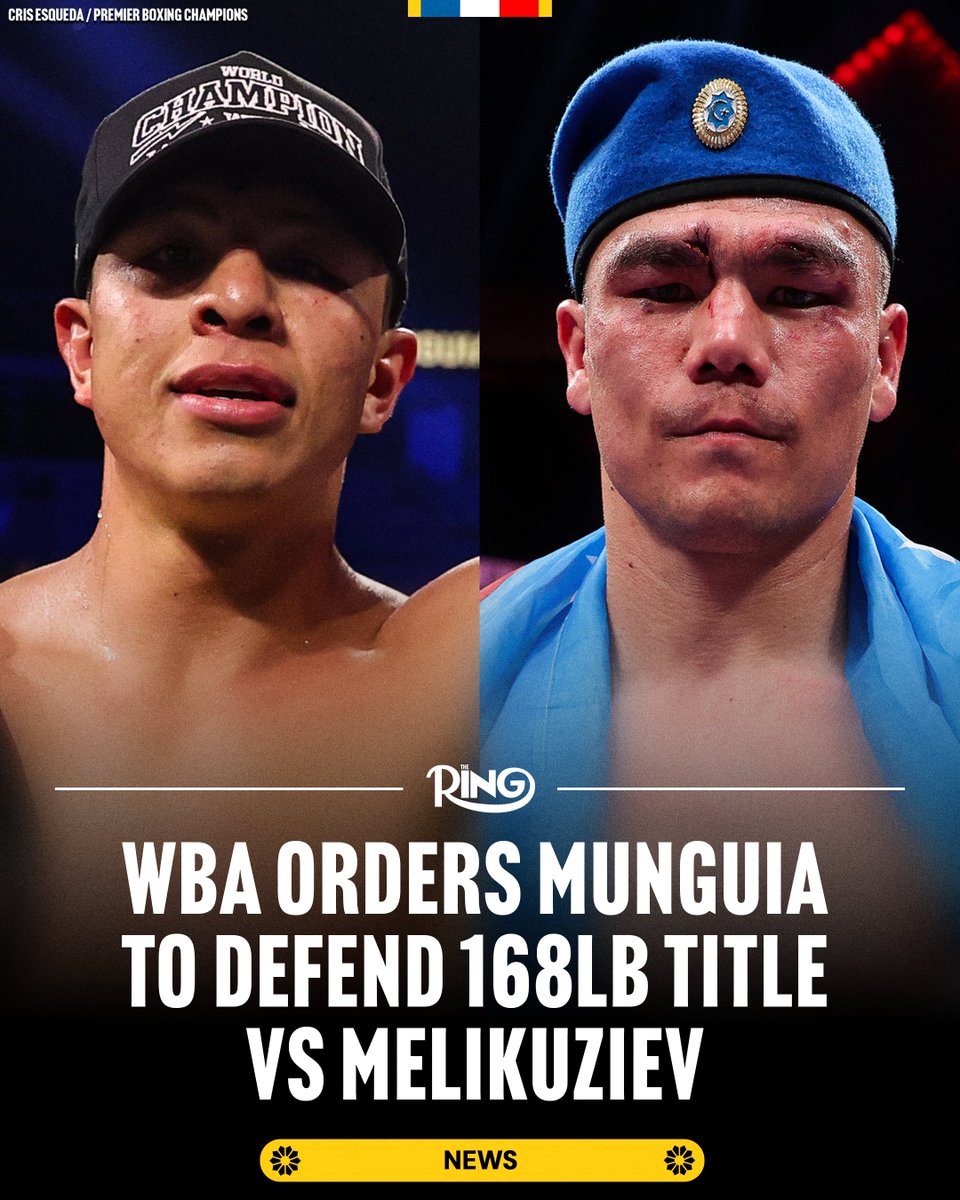 ringmagazine's tweet photo. 🚨 The WBA has ordered Jaime Munguia to defend his super middleweight world title vs mandatory challenger Bektemir Melikuziev.

The parties have until October 21st to reach a deal. https://t.co/2mPafbz4KY