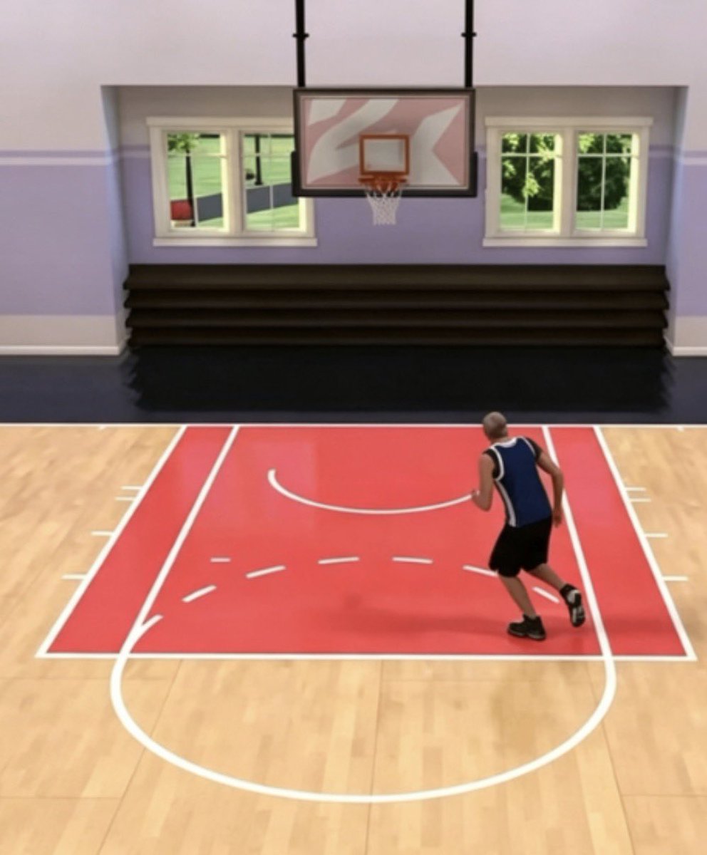 IAmCoachTy2K's tweet photo. When they clearly told us dunking would be a point of emphasis during the #NBA2K27 reveal, the fix for the rec is to put the restricted circle back in so now there is a visual point of emphasis on where to stand to challenge the dunk or change the animation. @Beluba @itsEvanCC https://t.co/g6GWyHXfcT