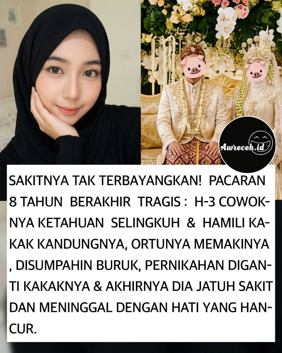 sosmedkeras's tweet photo. Innalilahi wa innailaihi rojiun🥀
Turut berduka cita😭💔

Gak pernah seikut campur ini urusan orang..
Dulu sempet viral konten almarhum ini cerita h-3 nikah sama pacarnya yg 8 tahun, pacarnya jujur kalo dia hamilin kakak nya. &Keluarga nya malah minta almarhum buat ikhlas ngasih calon suami dan semua yang sudah dipersiapkan buat kakaknya.
Gak ada support buat almarhum hanya cacian dari keluarga karena almarhum memilih meninggalkan keluarga💔￼