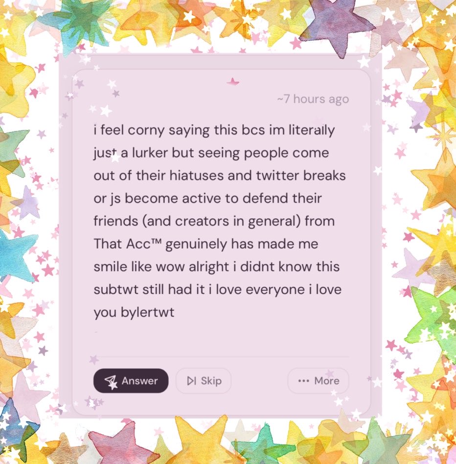 bylertivitytwt's tweet photo. ask #13: Some lovely words from a lurker… 👀

Thank you for your submission! ͙͘͡★ https://t.co/zG7ka3mP2N