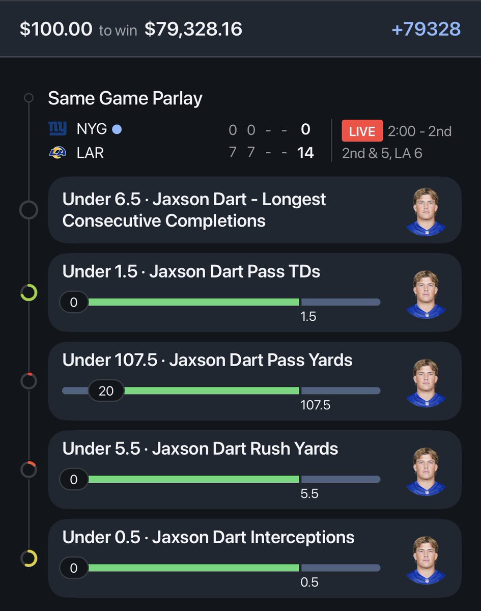 jacksettleman's tweet photo. I placed this bet before the game as a hedge for my fantasy matchup https://t.co/mAOvkvl9R5