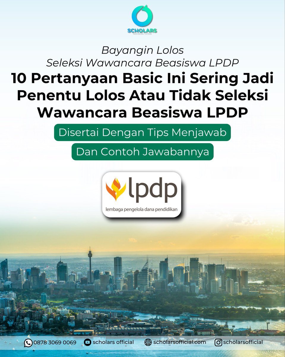 scholars_ig's tweet photo. Bayangin berhasil melewati seleksi wawancara LPDP dengan lebih percaya diri! ✨
Kenali 10 pertanyaan basic yang sering muncul dalam wawancara beasiswa LPDP, lengkap dengan tips menjawab dan contoh jawaban agar persiapanmu lebih terarah.
#beasiswalpdp #lpdp #wawancaralpdp #tips https://t.co/Ca0W3Sy1OT