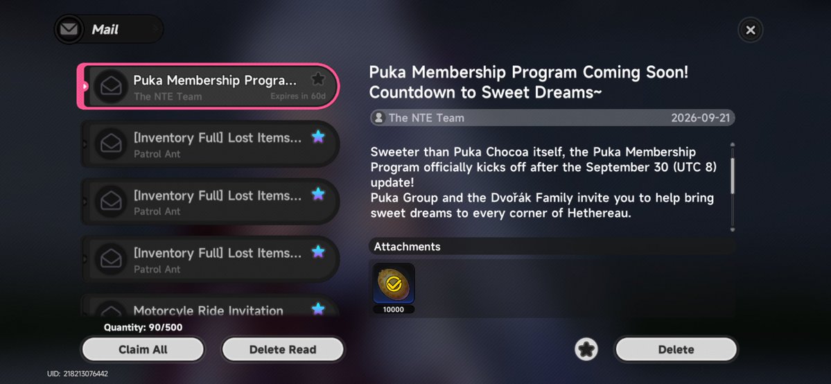 redsolus's tweet photo. While this is NOT a requirement, it’s RECOMMENDED to SAVE your NEXT weekly City Stamina, Cafe and Tycoon Incentive Reward (from Heist & Volleyball Tournament)

DO NOT SPEND/CLAIM on Next Reset:

• Weekly City Stamina

• Cafe Origen (caps at 3 days)

• Tycoon Incentive Reward

• Anomaly Furniture Fons

• Weekly Free Delivery

• Lost Wallet

• Weekly Fons from Safes

Save them until Sep 30th update and MAKE SURE TO SELECT THE PUKA MEMBERSHIP PROGRAM.

Doing this will give you a small head start to get the new program going and get the new skins and selectors!
#nte #ntecreator #nevernesstoeverness