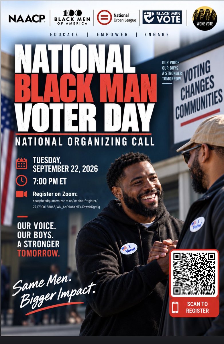rolandsmartin's tweet photo. CALLING ALL BLACK MEN! Join the call tomorrow. The goal? To get 100,000 Black men to get registered and vote early. Register NOW! https://t.co/4hCjpnbxrx