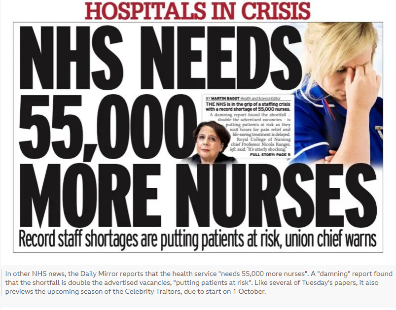 Robbie_Reasons's tweet photo. Then train more British nurses, pay them fairly and actually employ them when they qualify.

Can anyone name an organisation that receives more money than the NHS and is so poorly run? https://t.co/Yr0KbrGqB5