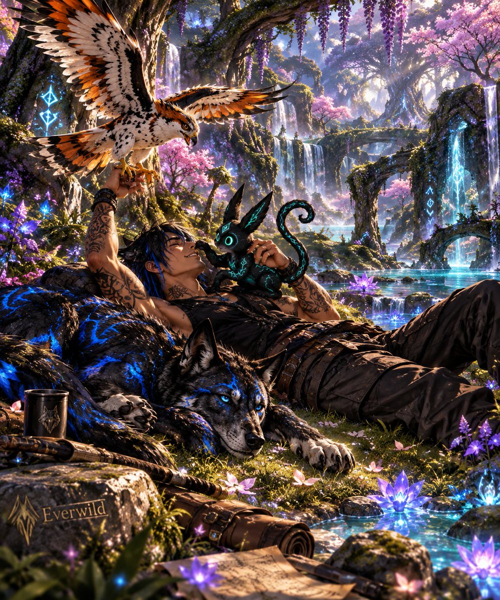 LaxLycaon's tweet photo. Lets PLay around innn our Favorite Spot .. 
#ai #aiart #aiartwork #aiartist #scenic #nature #fantasy #fiction #creative #roleplay #worldbuilding #EverWild https://t.co/IGiLfhls4T