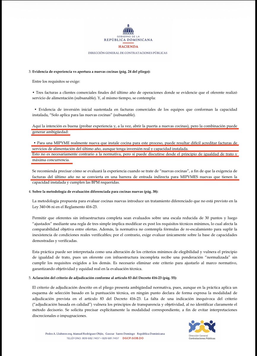 CrisCabRD's tweet photo. ¡REVELACIÓN!

Haciendo la tarea, me percato que quien abrió puertas a los líos del INABIE fue la @ComprasRD de Carlos Pimentel.

En esta comunicación que DGCP envió amenazando con tumbar el proceso si no acataban, se ve la flexibilidad que imponen en licitación desayuno escolar. https://t.co/VdXRoRKqaf